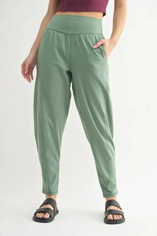 MONO B Flowbarrel High Waist Active Pants for Women - Love Salve